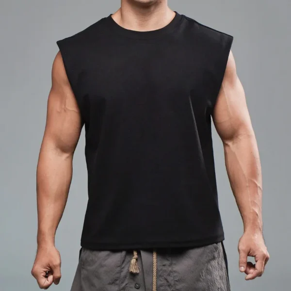 Cotton Sprort T-shirt Bodybuilding Slim Shirts Sleeveless - Image 3