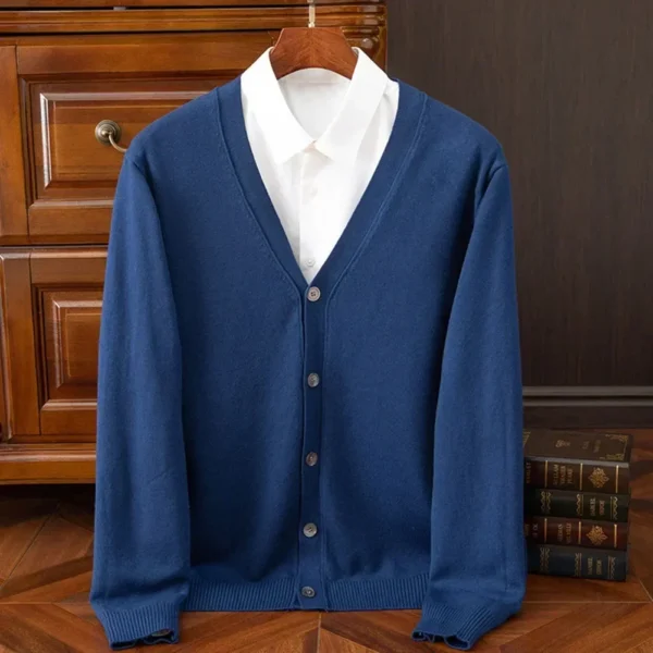Autumn Men's Knitted Cardigan Thin V-neck - Image 5