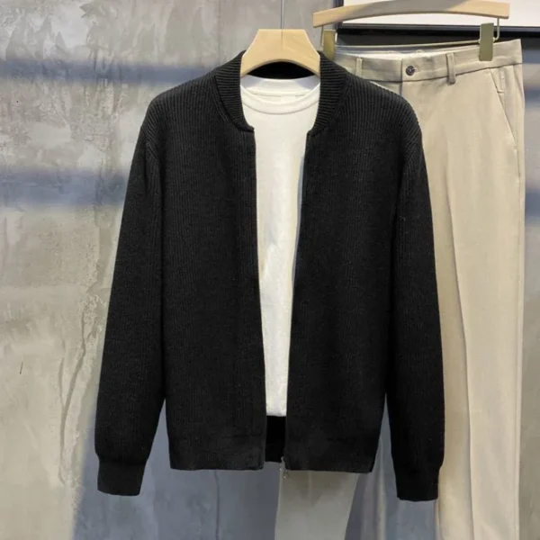 Men's Knitted Cardigan Warm Double Zipper - Image 2