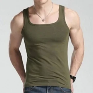 Men's Square Neck Vest All Cotton Casual Outdoor Sports