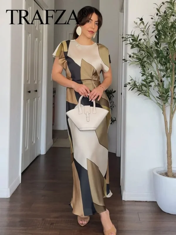 Vintage Print Cinched Midi Dress - Image 2