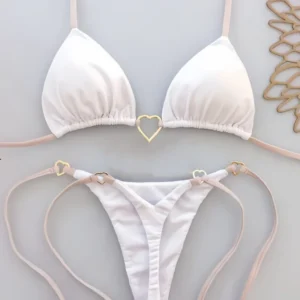 White Bikini Women Suit Low Waist swimwear women