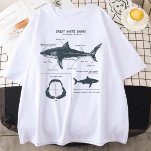 Great White Shark Anatomy T-Shirt New Summer Men