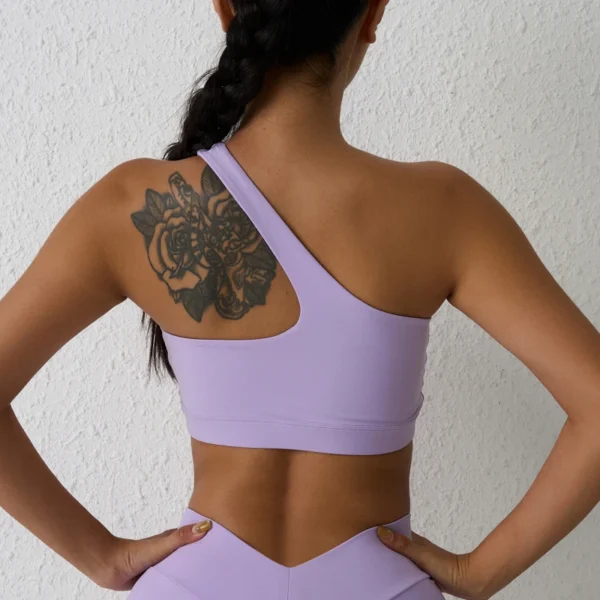 One-Shoulder Sexy Sports Bra Yoga Fitness Training Outwear - Image 3