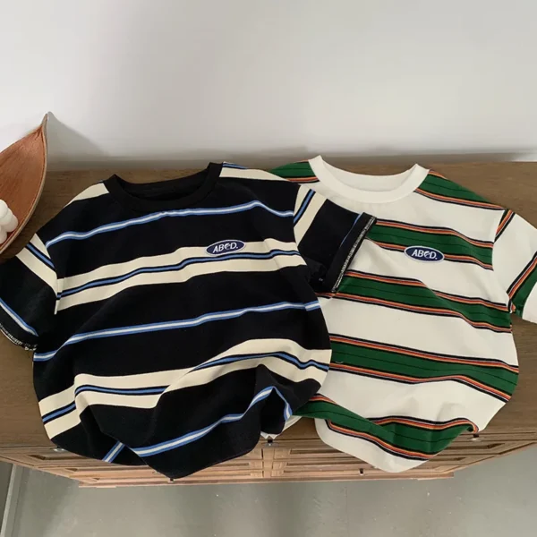 Children's Striped T-shirts Boys Girls Kids - Image 2