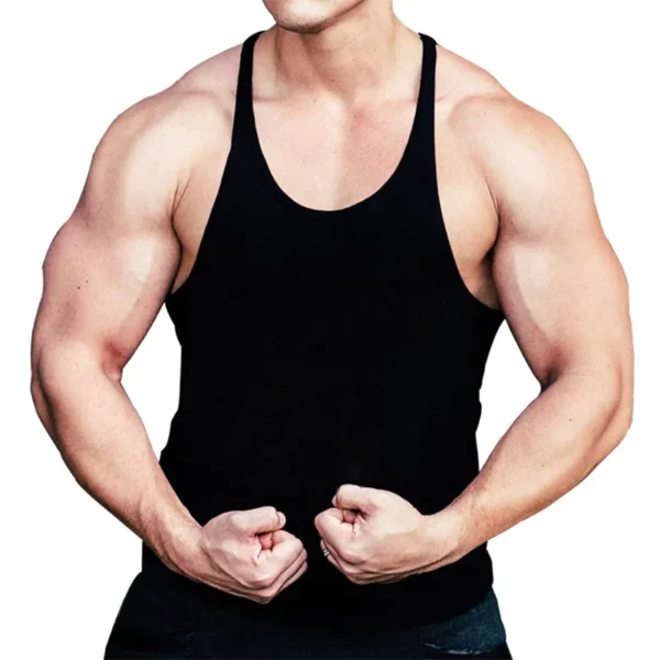 Men's Basic Solid Color Cotton Tank Tops Sleeveless - Image 2