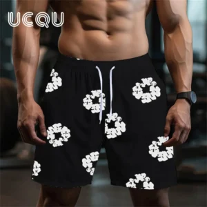 The 2025 summer new men's shorts outdoor sports printed shorts and street fashion sports shorts