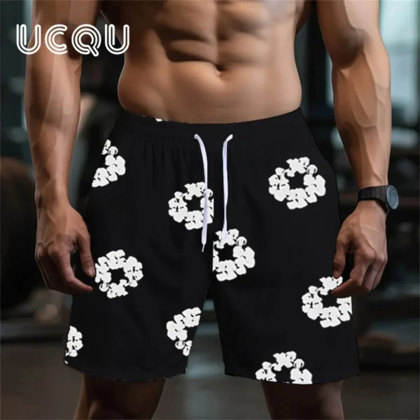 The 2025 summer new men's shorts outdoor sports printed shorts and street fashion sports shorts