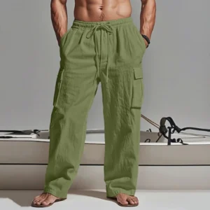 Men's Large-sized Work Pants With Drawstring Loose