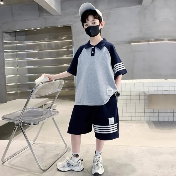 Boy Polo Set Cotton Baby Clothes Shirt Shorts - Image 3