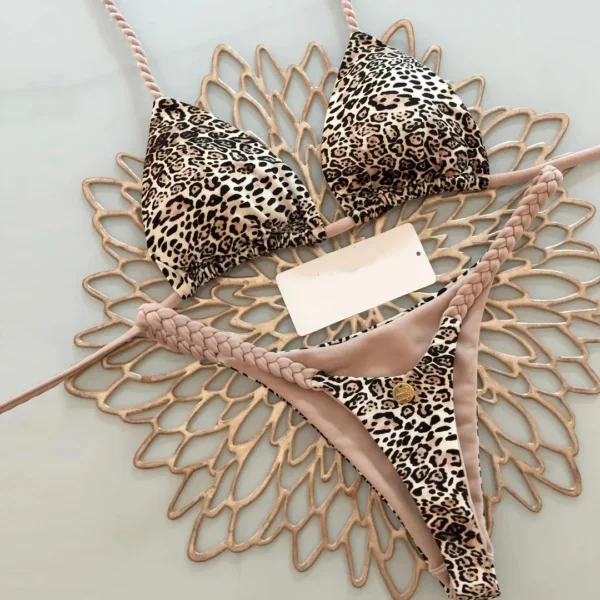 New Women's Bikini Split Print Swimwear Fashion G-string Beach Holiday - Image 4