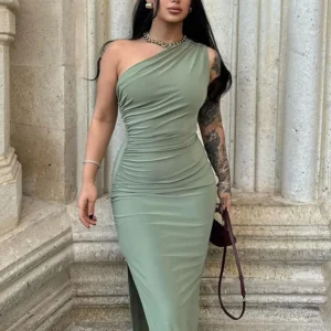 Summer Maxi Dress Women Sexy Split Fashion Sleeveless Backless Slim Dress
