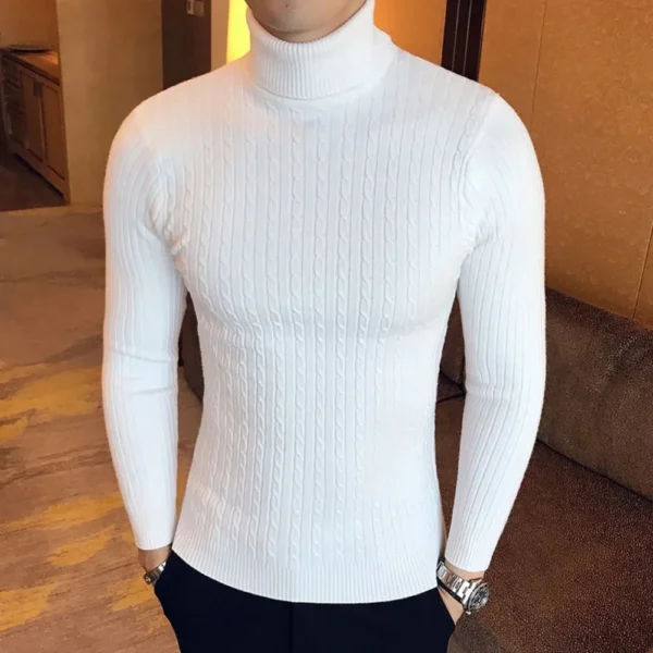 Autumn Winter Turtleneck Pullovers Warm Men's Sweater - Image 2