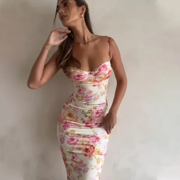 Summer European Style Printed Open-Back Tank Dress - Image 5