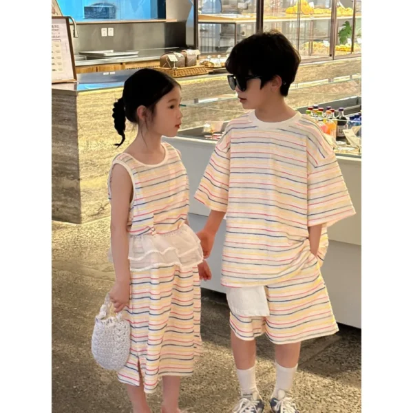 Brother and Sister Clothes  Striped Boy' Suit Short