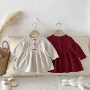 Girls Clothes Long Sleeve Sweater Dress Kids