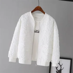 White Jacket Top Female Cardigan Zipper Jackets Fashion