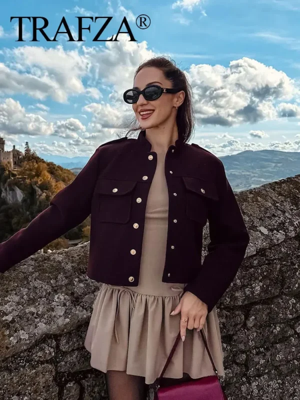 TRAFZA Female Street Fashion Jacket Fashion Long Sleeves