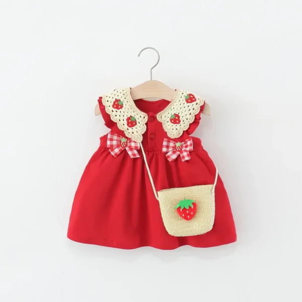 Red Strawberry Baby Girl Dress, Sweet And Festive Children's