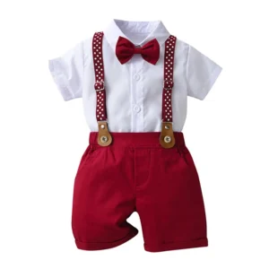 Baby Boys Gentleman Outfits Suits Short Sleeve Bowtie