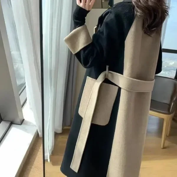 Women's Long Slimming Overcoat Woolen Jacket - Image 3