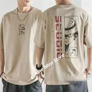 Japanes One Piece Cotton Luffy Tshirt Top Men Cotton T Shirt