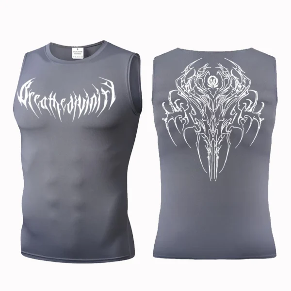 Graphic Sleeveless Compression Shirt for Men - Image 3