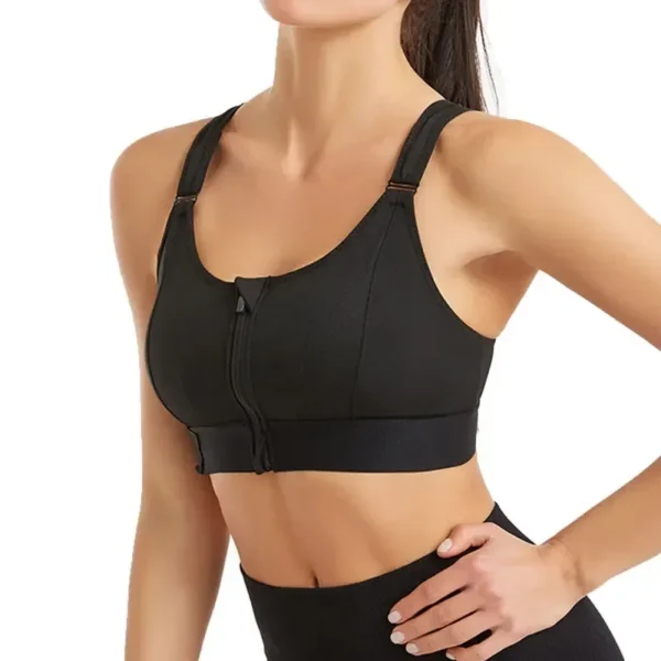 Front Zipper Adjustable Strap Shockproof Sports Bras For Women - Image 3
