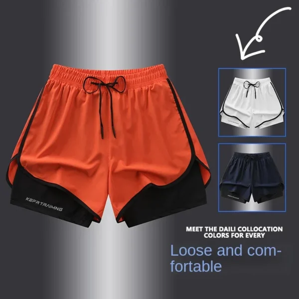 Sports Three Piece Pants Double layered Sports Shorts - Image 3