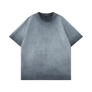 Mens Gradient Washed Loose Crew Neck Tee Streetwear Vintage