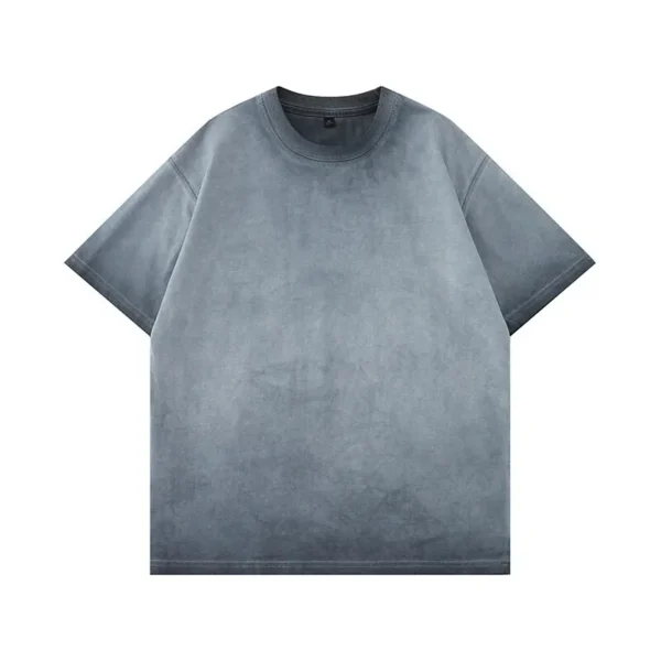 Mens Gradient Washed Loose Crew Neck Tee Streetwear Vintage