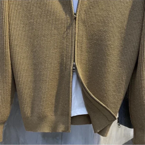 Men's Knitted Cardigan Warm Double Zipper - Image 5