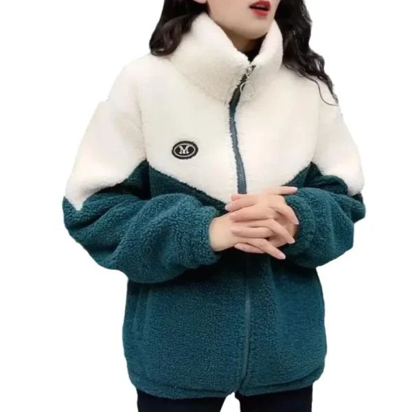 Women Jacket Colored Thickened Lamb Fleece Long Sleeve - Image 3
