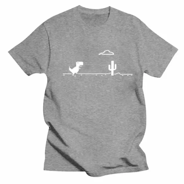 Mosaic Game Cactus Little Dinosaur Prints Men T-Shirts - Image 6