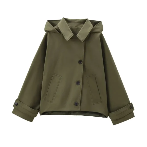 autumn new  style hooded long sleeved lapel jacket