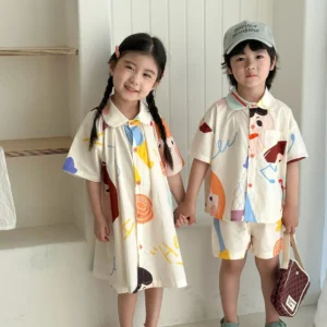 Kids Set Brother And Sister Clothes Cartoon Clothes