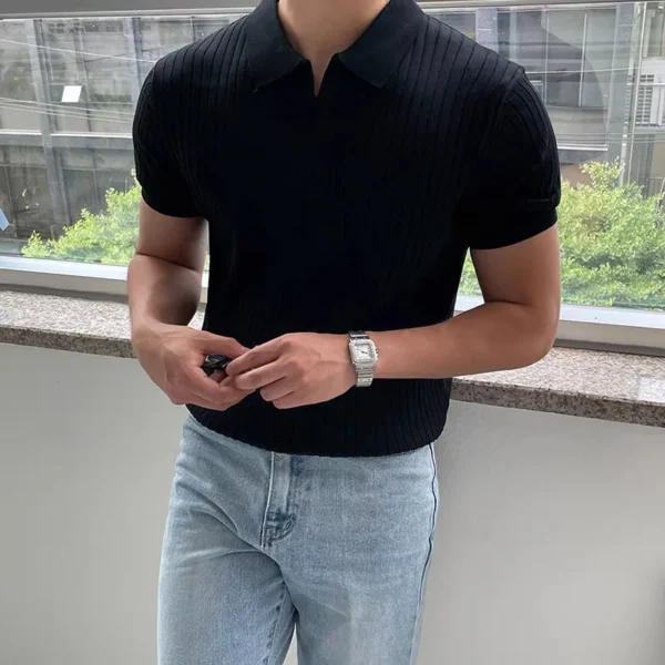 Slim Fit T-Shirt Fashionable Men's Golf Polo Shirt - Image 2