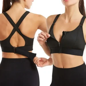Front Zipper Adjustable Strap Shockproof Sports Bras For Women