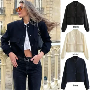 1PCS Woman Bomber Jacket Coat White Autumn Winter