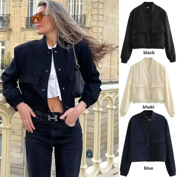 1PCS Woman Bomber Jacket Coat White Autumn Winter