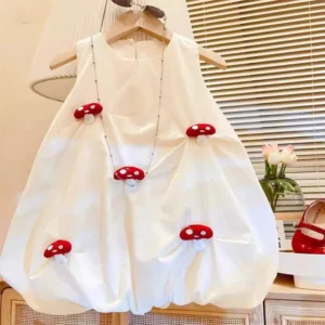 Girls New Cute Casual 3D Mushroom Decoration Sleeveless