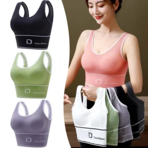 Women Sports Bra Gathered Bra Wrap Bust Bustier Sports Tops