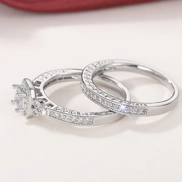 925 Sterling Silver Set Rings for Women 2Pcs Luxury Cubic Zircon - Image 3