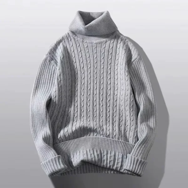 Men's Long Sleeve Sweater Slim Fit Casual Knitted Turtleneck - Image 2