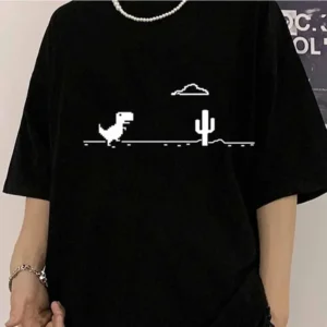 Mosaic Game Cactus Little Dinosaur Prints Men T-Shirts