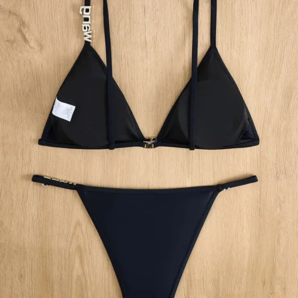 Sexy Ladies Bikini Set Pure Color Separate Diamond - Image 2