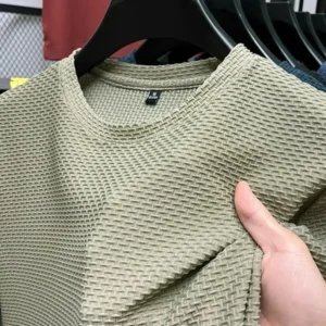 Men's Short Sleeve Mesh Bamboo Ice Silk T-shirt