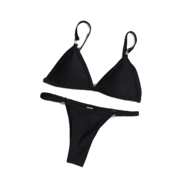 Pure Color Triangle Bikini Separate Swimsuit Ladies Swimwear - Image 2