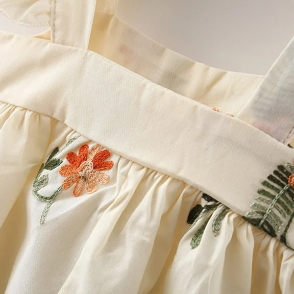 Baby Girl  Flower Embroidered Sleeveless Princess Dress - Image 6