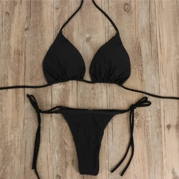 Women Thong Bikini Set Side Lace-up Sexy Swimsuit - Image 2